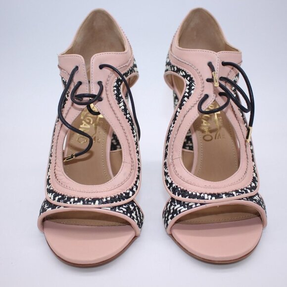 Salvatore Ferragamo 'Edith Twist' Woven Leather Cutout Heels 6.5 NIB $1190 Shoes - Picture 8 of 9